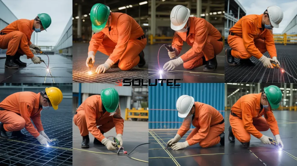 alt="Empresa de impermeabilização industrial Solutec-AM atuando em obra com geomembrana PEAD em Manaus, Região Norte do Brasil"